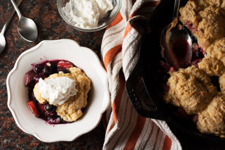Summer Berry Breakfast Cobbler with Cornmeal Biscuits The ImaginariYUM