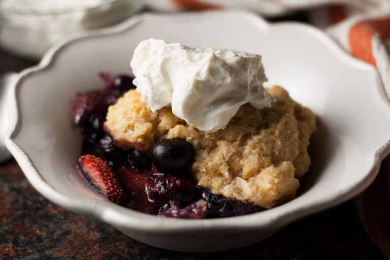 Summer Berry Breakfast Cobbler with Cornmeal Biscuits The ImaginariYUM