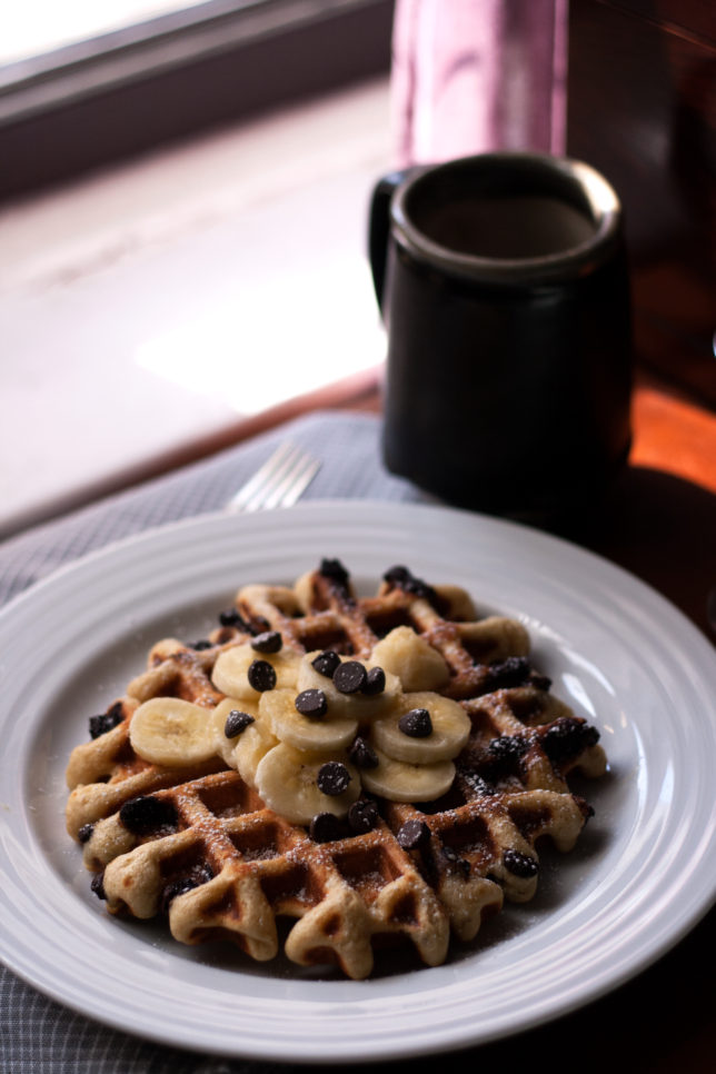 chocolate chip sourdough waffles