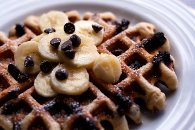 chocolate chip sourdough waffles