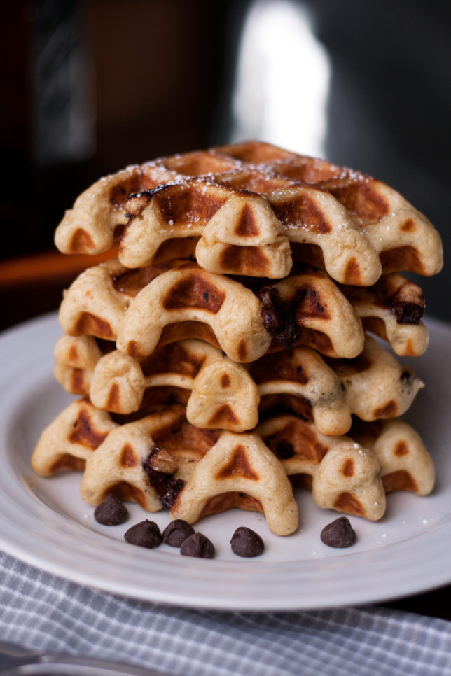 chocolate chip sourdough waffles